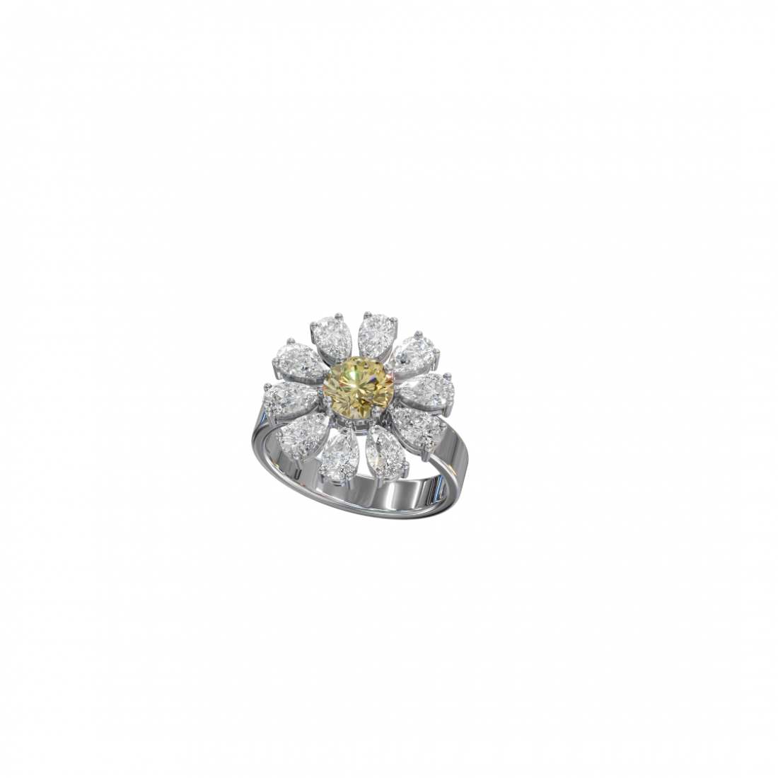 Flower Pear Cut Diamond Ring 