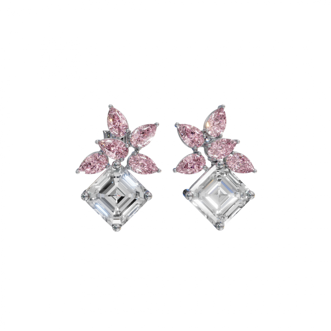 Emerald & Pear Cut Diamond Earrings