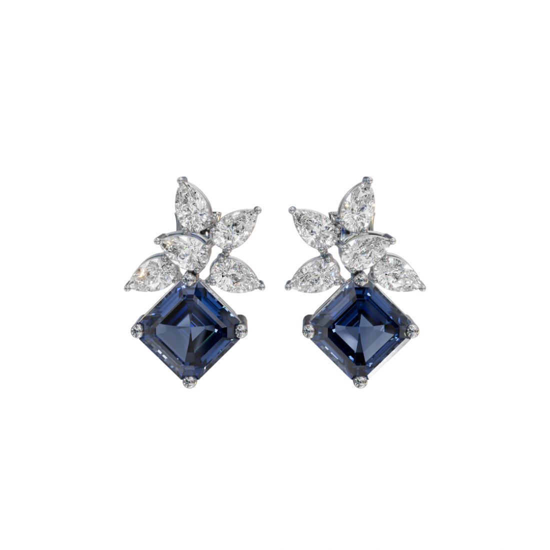 Emerald & Pear Cut Diamond Earrings