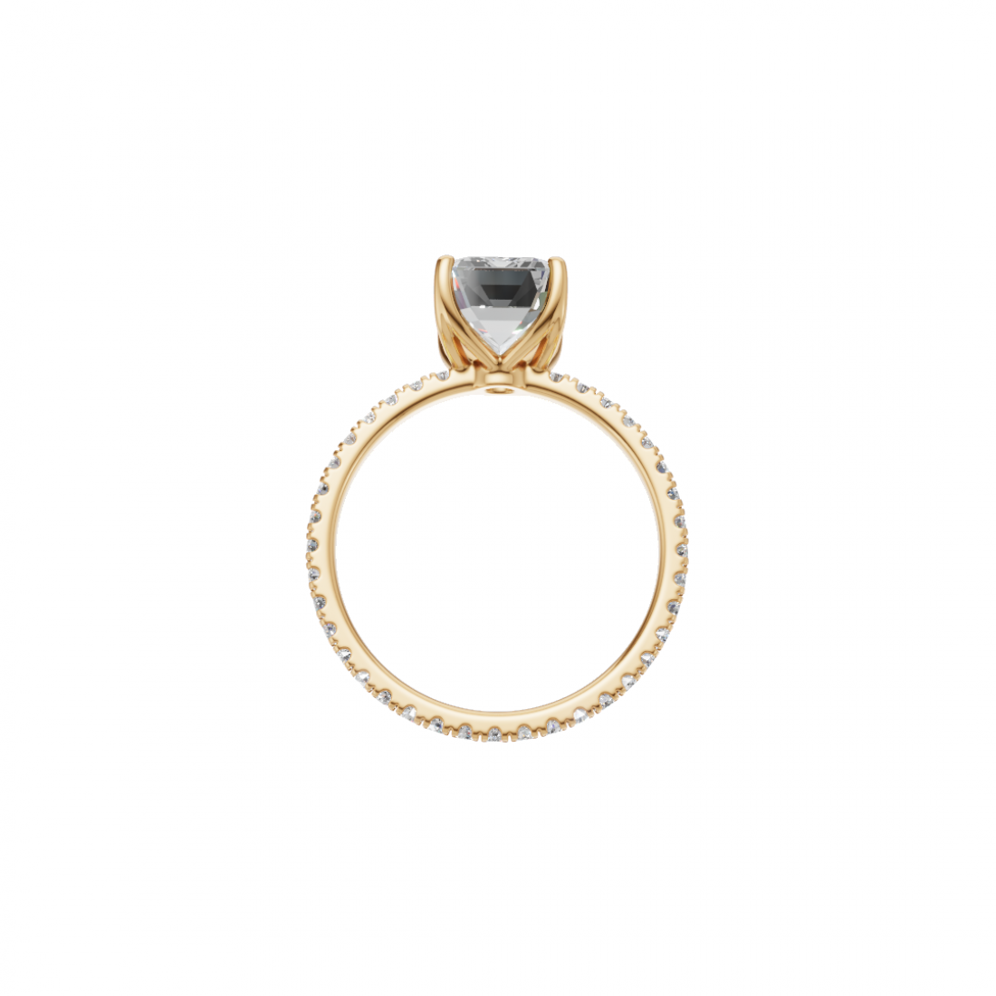 Side Stone Emerald Cut Solitaire Diamond Ring