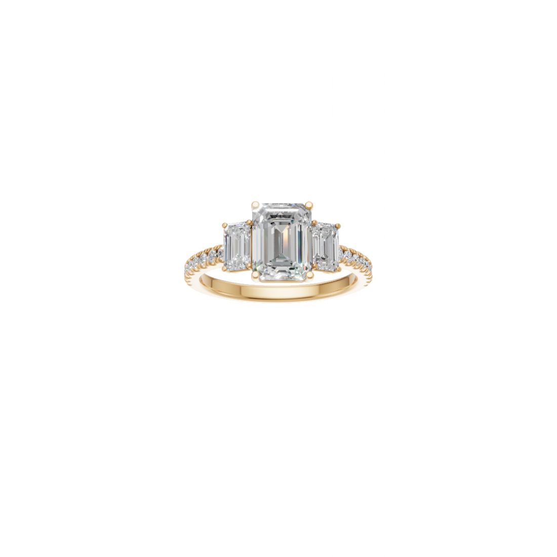 Trilogy - Emerald Cut Solitaire Diamond with Side Stones