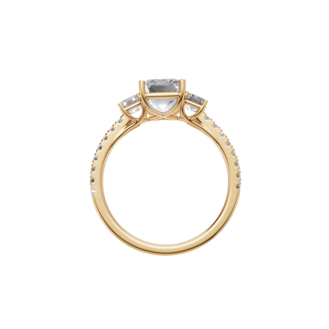 Trilogy - Emerald Cut Solitaire Diamond with Side Stones