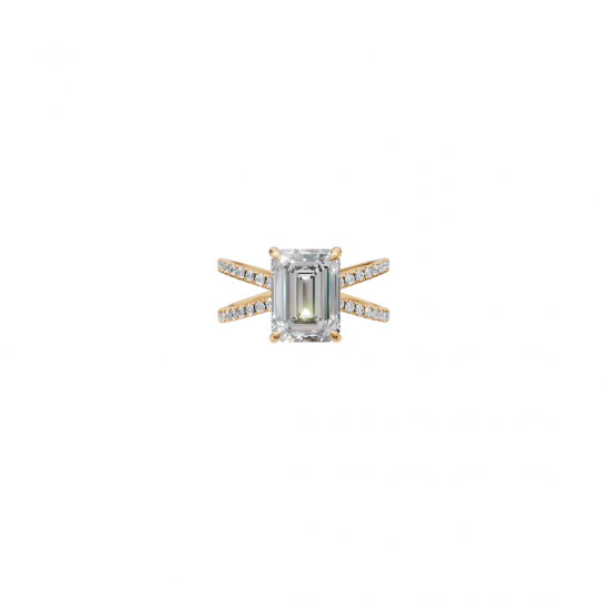 Emerald Cut Solitaire Diamond with Split Shank Band