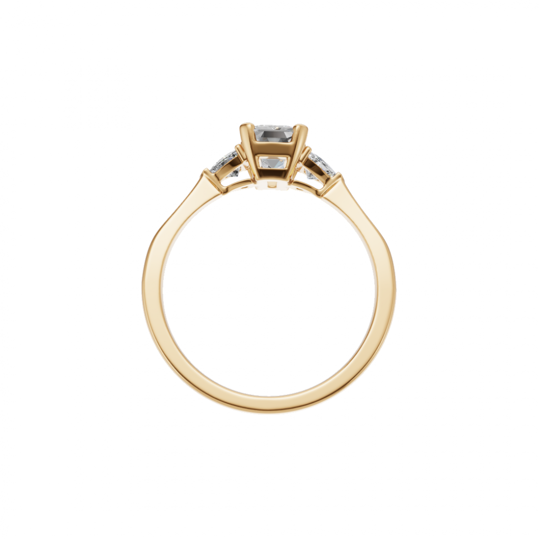 Trilogy Emerald and Trillion Cut Solitaire Diamond Ring