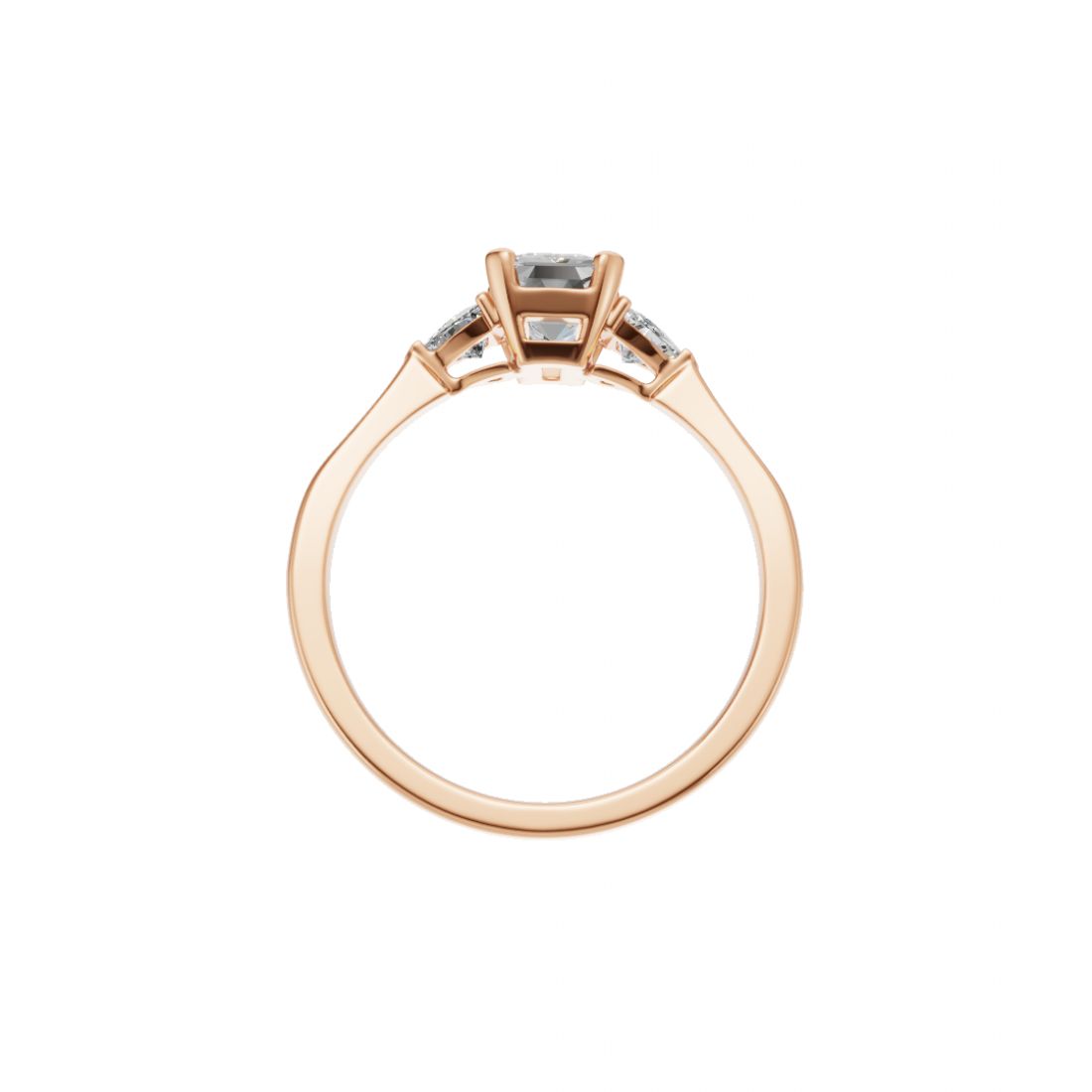 Trilogy Emerald and Trillion Cut Solitaire Diamond Ring