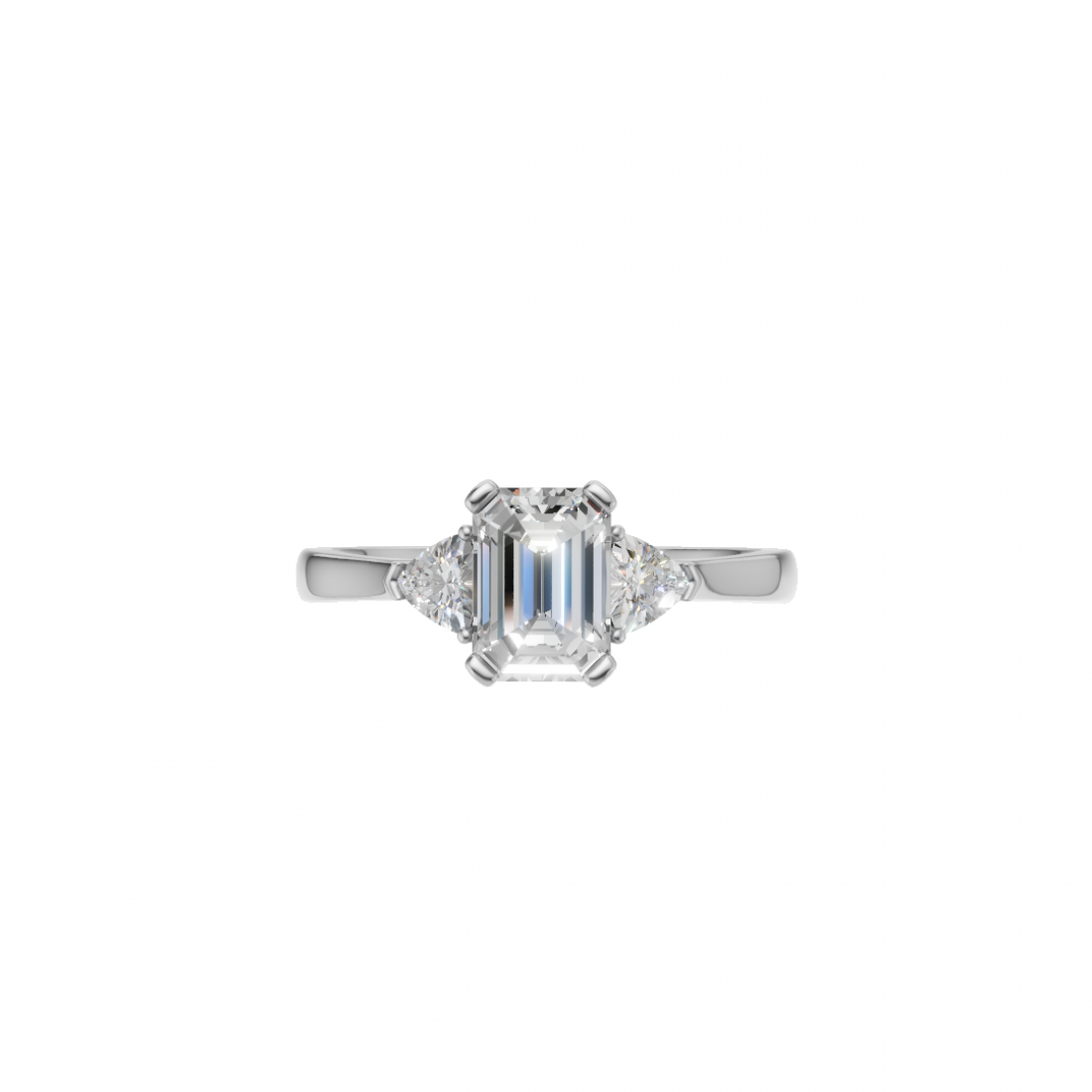 Trilogy Emerald and Trillion Cut Solitaire Diamond Ring