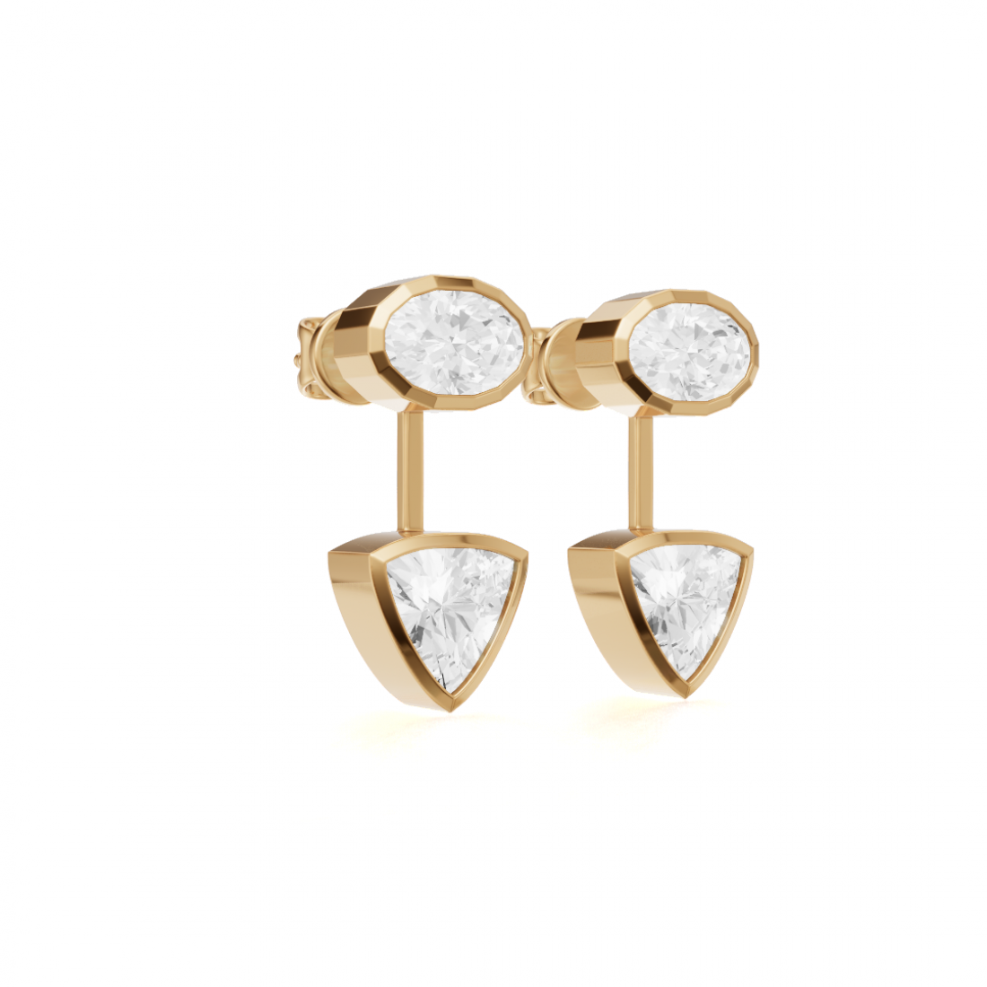 Oval Cut and Trillion Cut Diamond Jacket Earrings