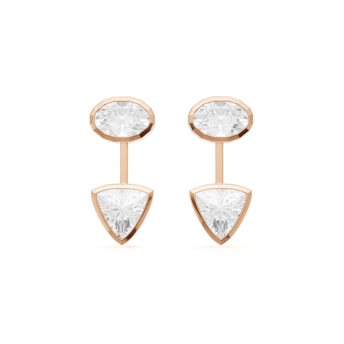Oval Cut and Trillion Cut Diamond Jacket Earrings