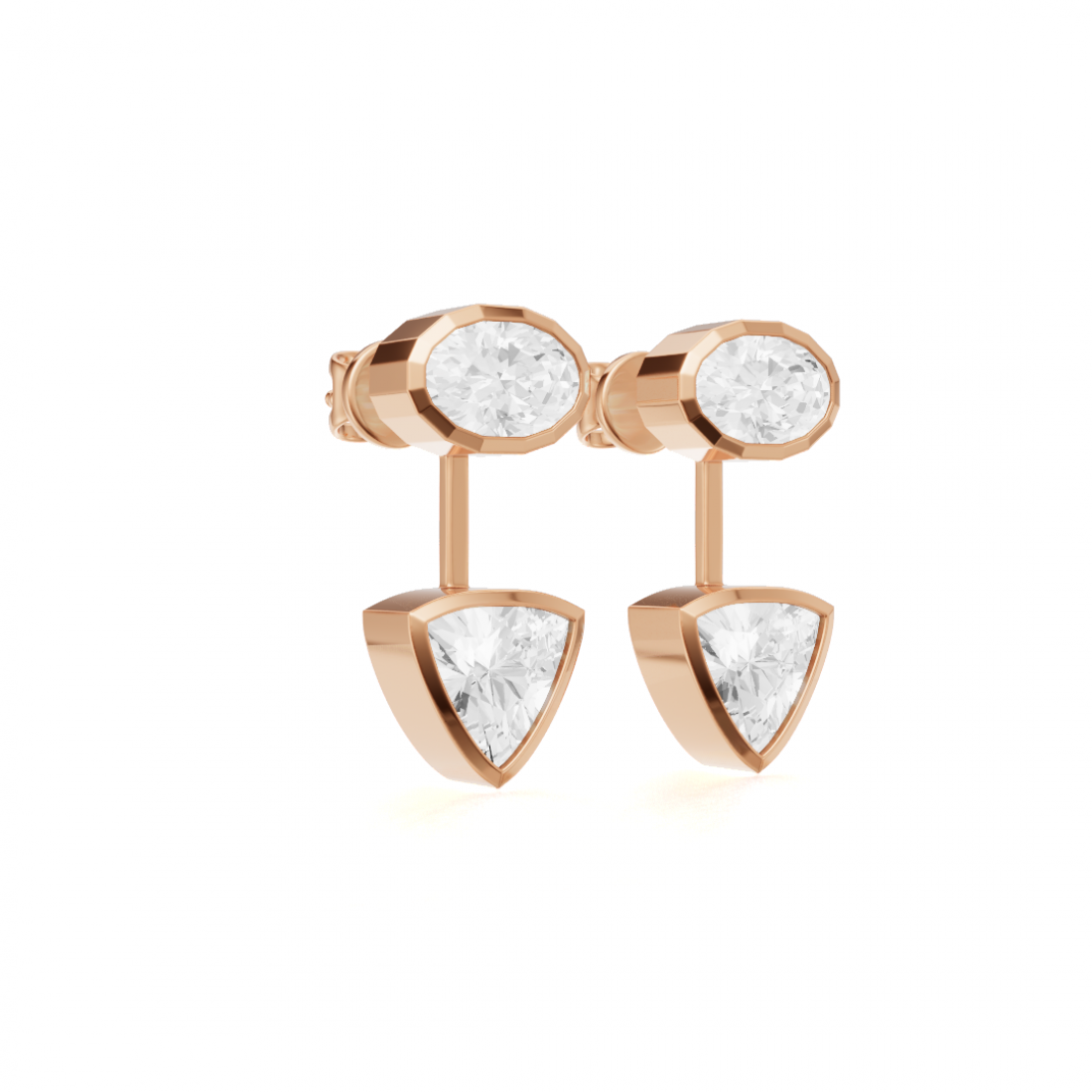 Oval Cut and Trillion Cut Diamond Jacket Earrings