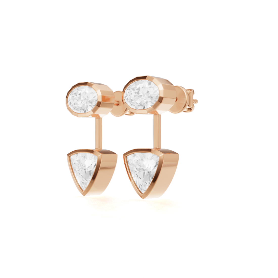 Oval Cut and Trillion Cut Diamond Jacket Earrings