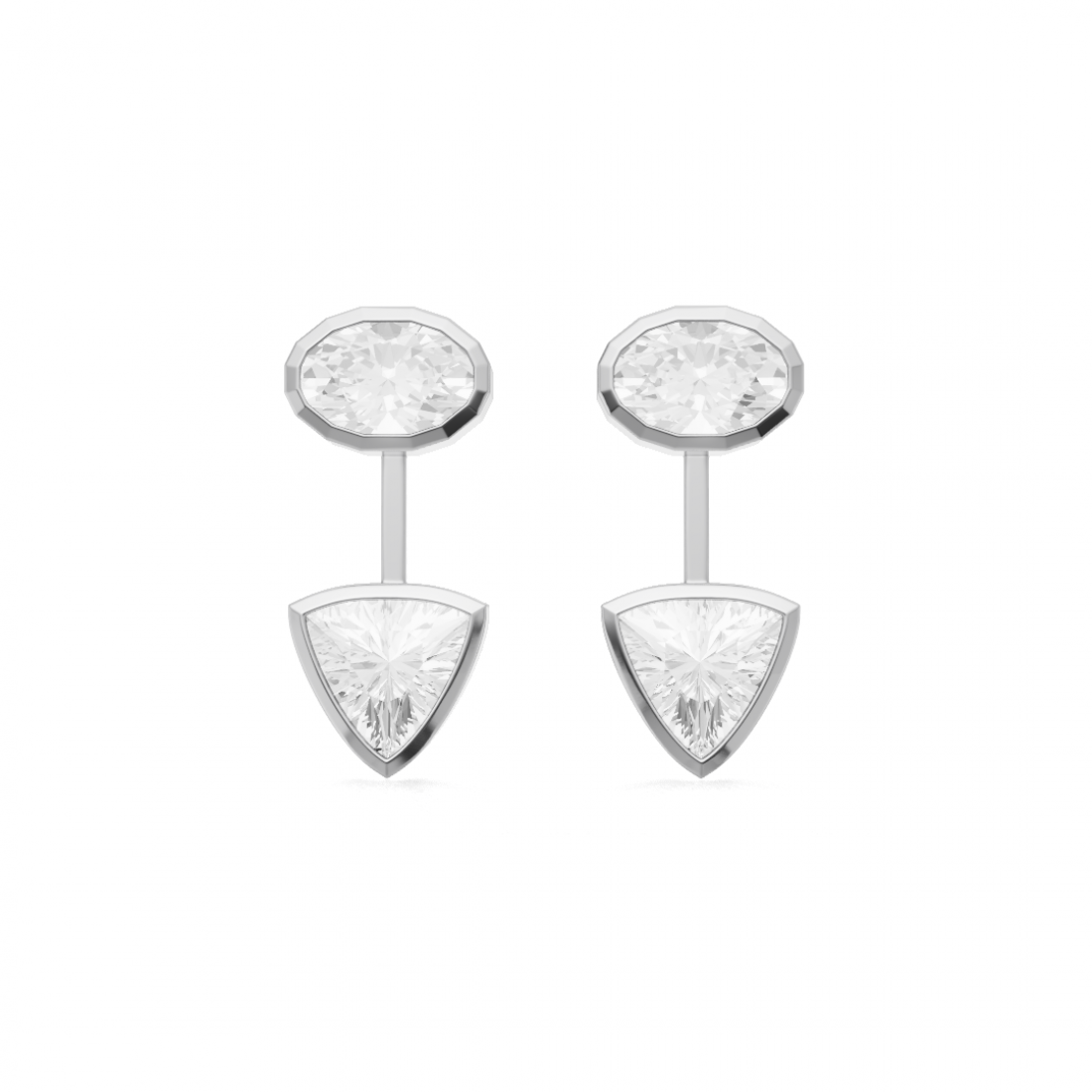 Oval Cut and Trillion Cut Diamond Jacket Earrings