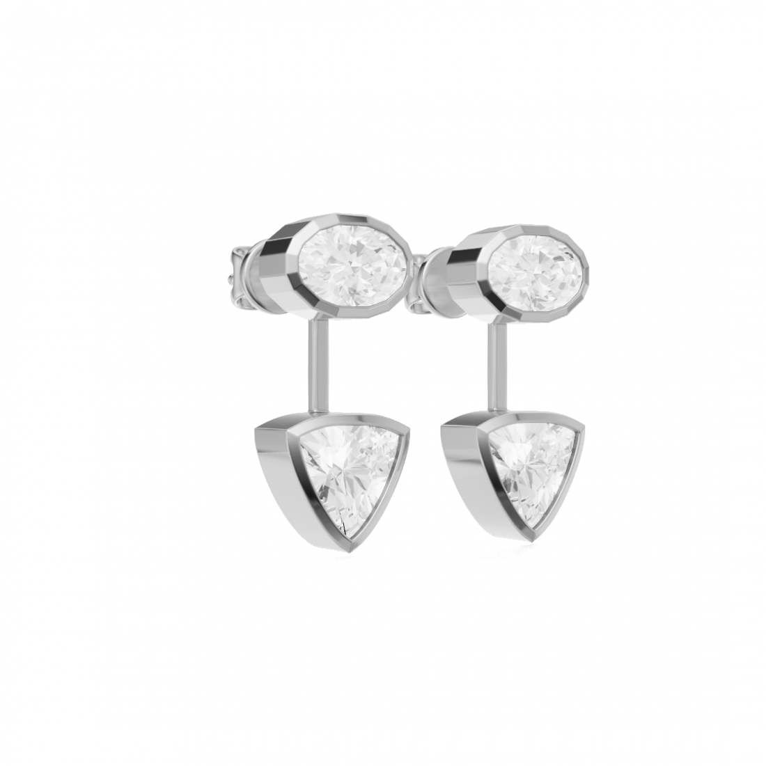 Oval Cut and Trillion Cut Diamond Jacket Earrings
