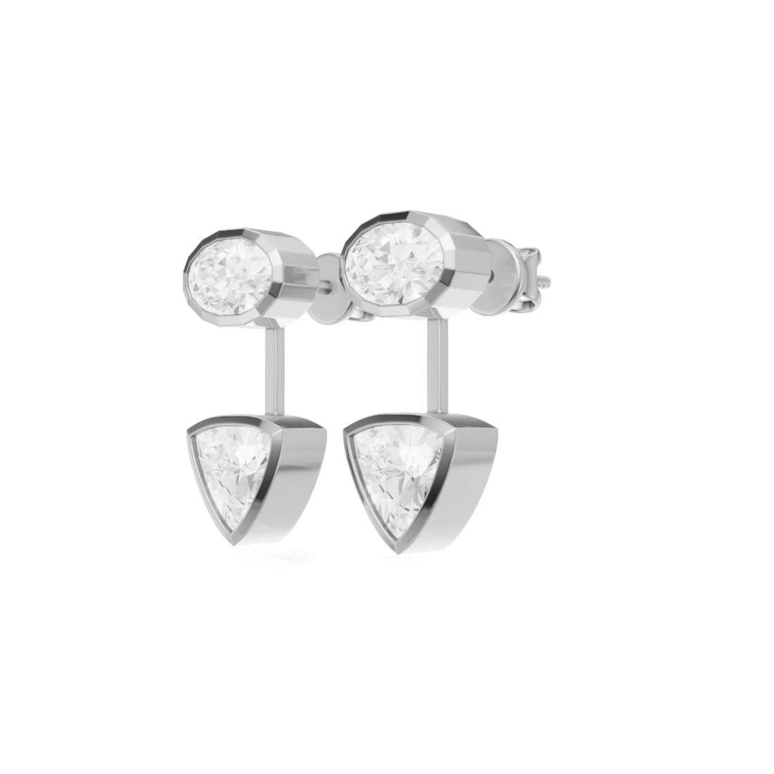 Oval Cut and Trillion Cut Diamond Jacket Earrings