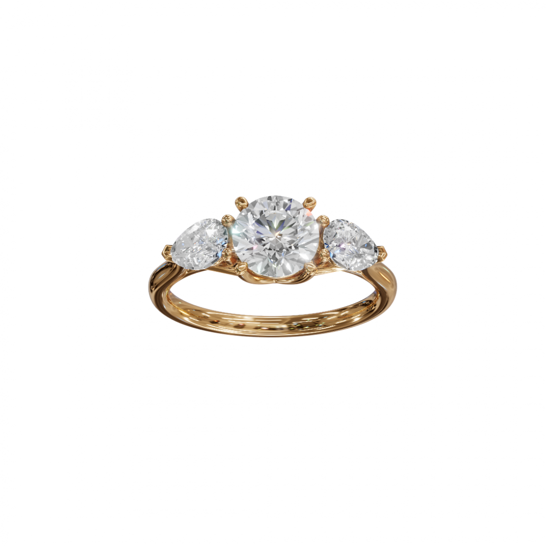 Trilogy of Love – Three-Stone Diamond Ring with Cathedral Setting 
