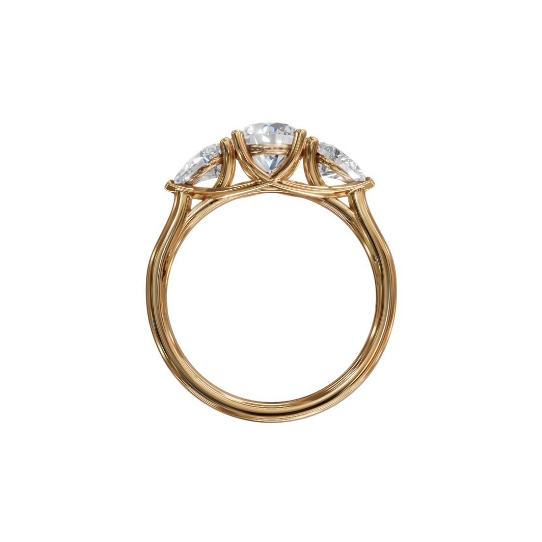 Trilogy of Love – Three-Stone Diamond Ring with Cathedral Setting 
