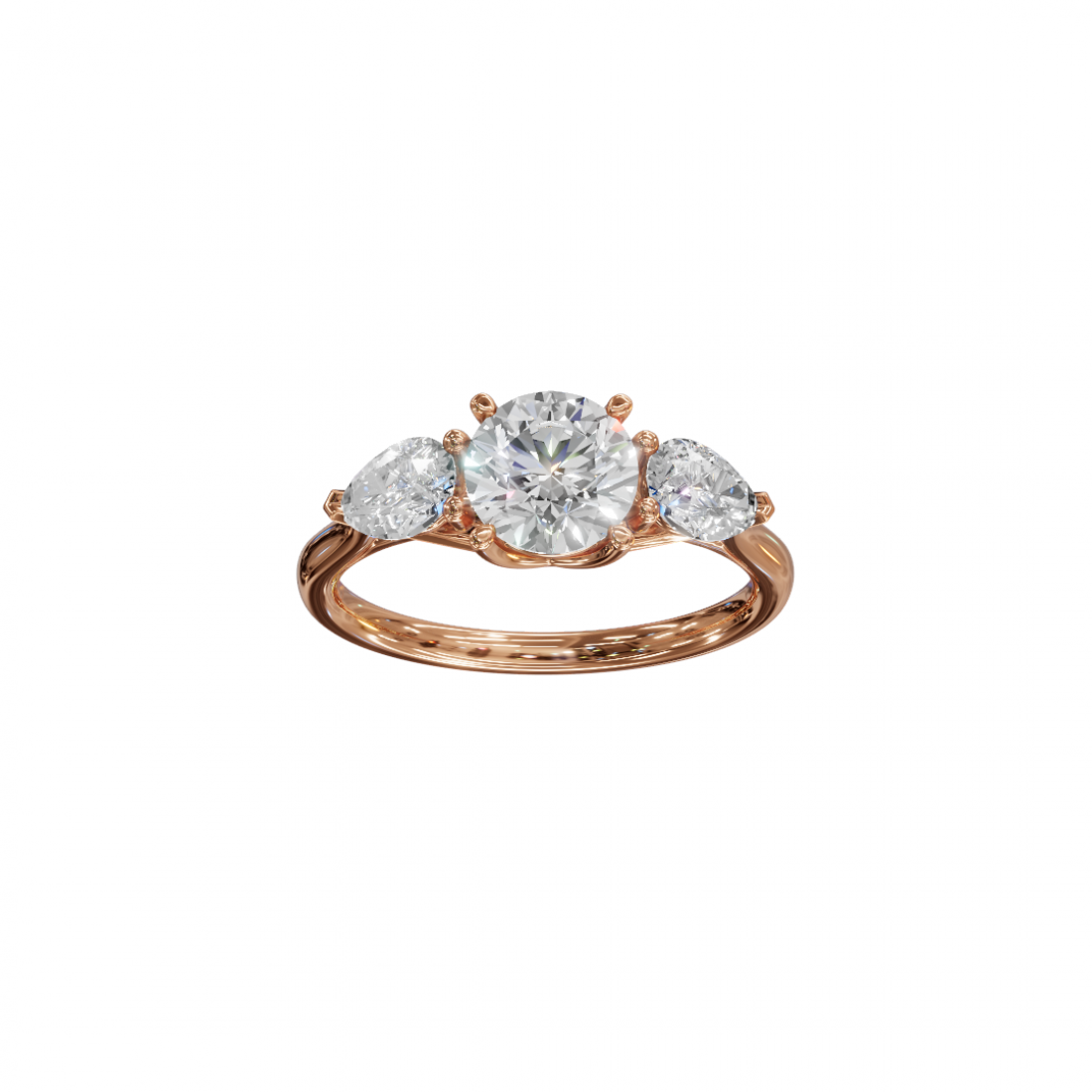Trilogy of Love – Three-Stone Diamond Ring with Cathedral Setting 
