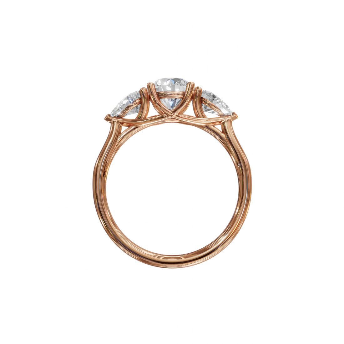 Trilogy of Love – Three-Stone Diamond Ring with Cathedral Setting 