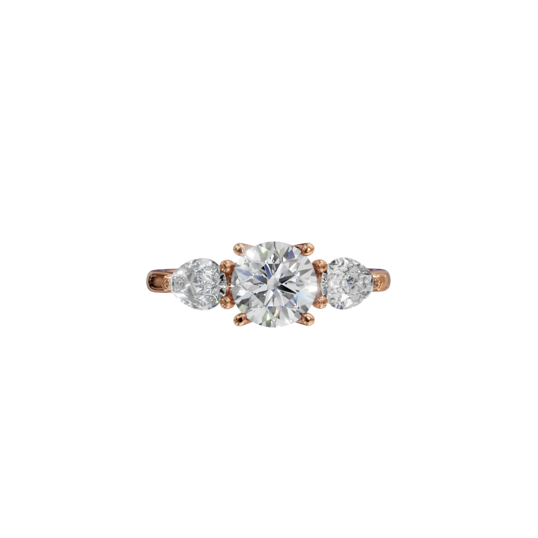 Trilogy of Love – Three-Stone Diamond Ring with Cathedral Setting 