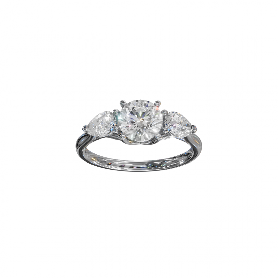 Trilogy of Love – Three-Stone Diamond Ring with Cathedral Setting 