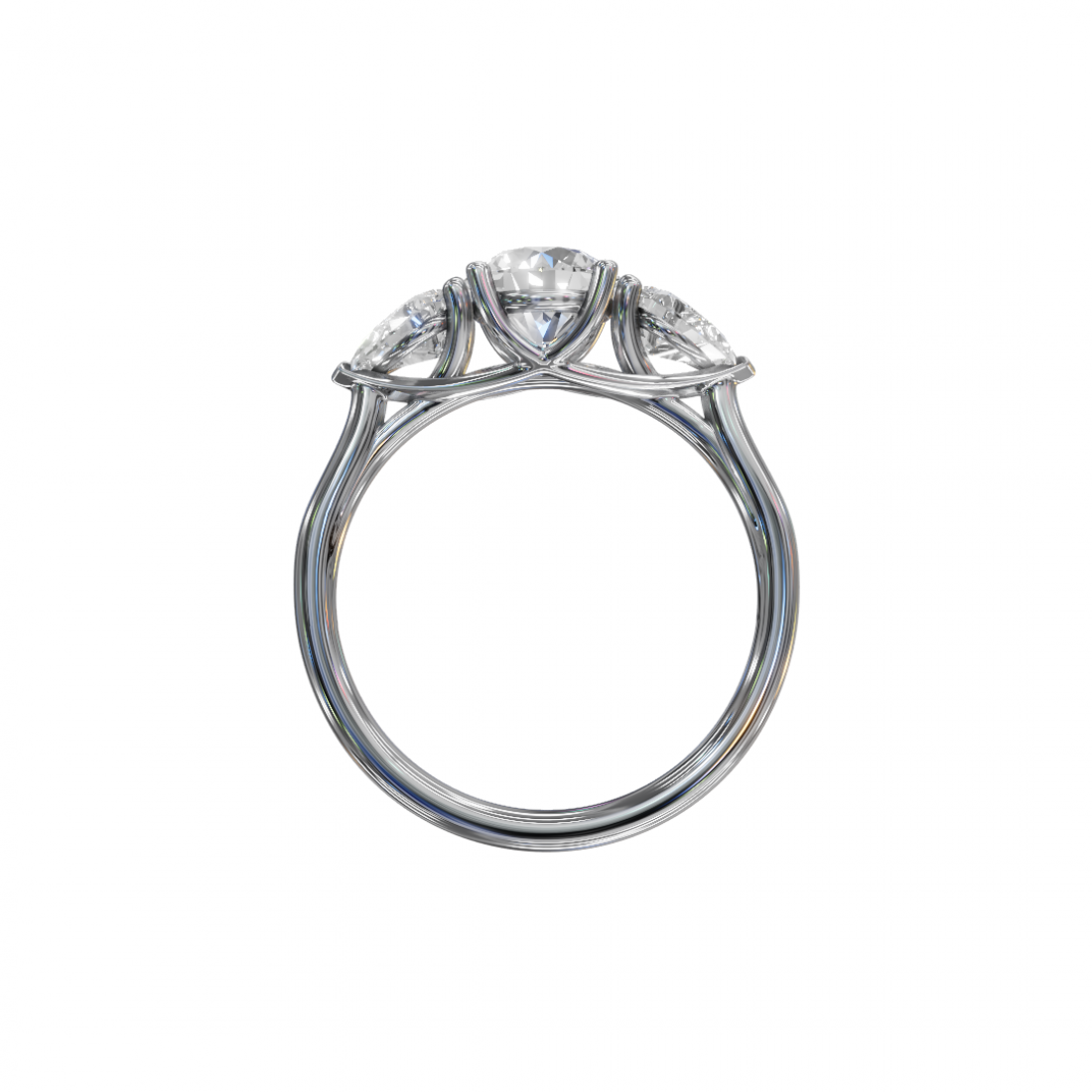 Trilogy of Love – Three-Stone Diamond Ring with Cathedral Setting 