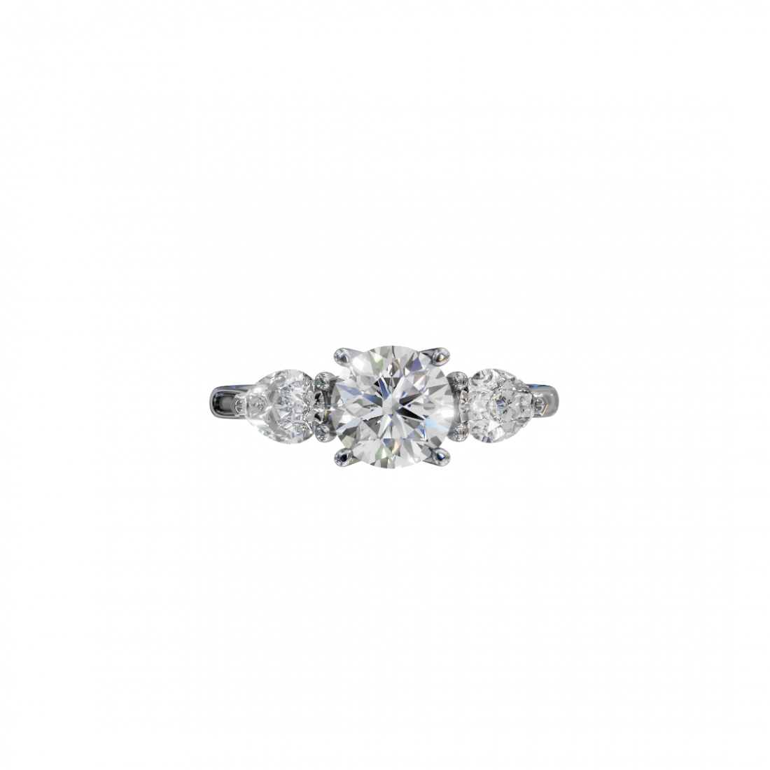 Trilogy of Love – Three-Stone Diamond Ring with Cathedral Setting 