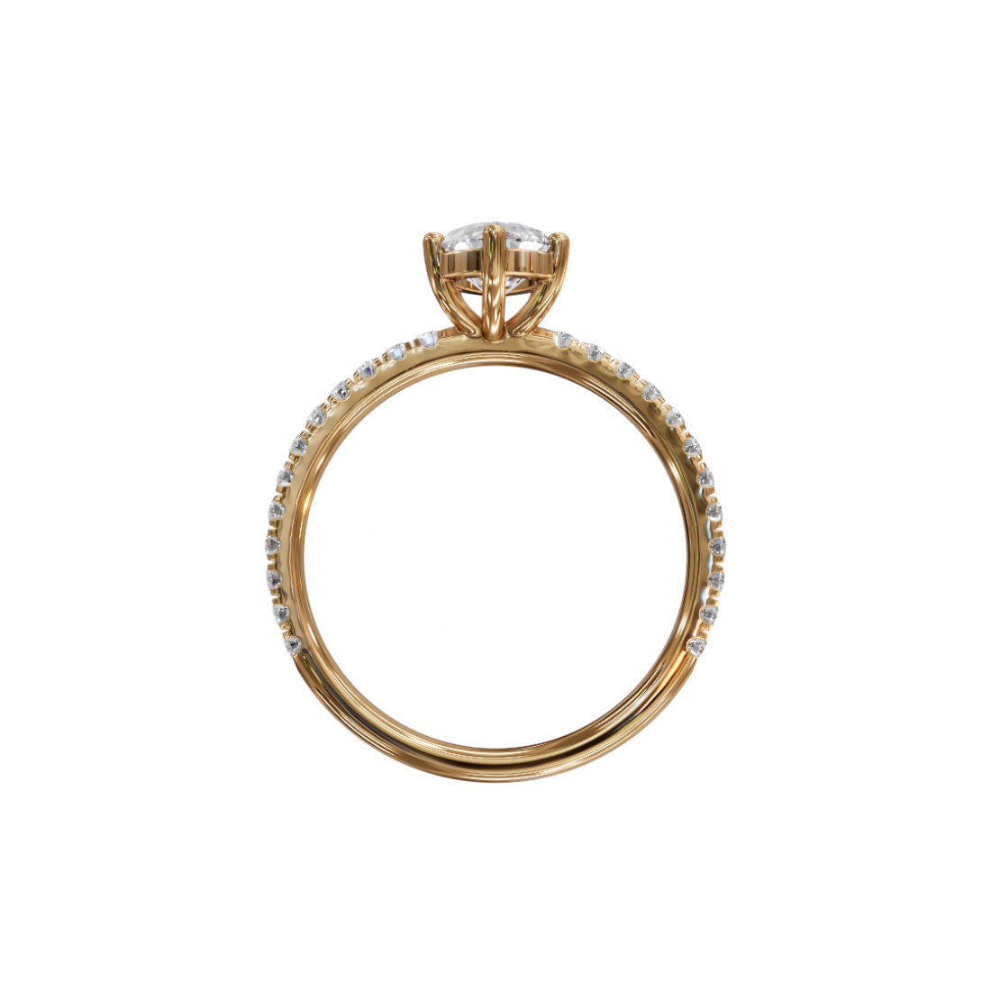 Pear Cut Diamond Ring with Pavé Band 
