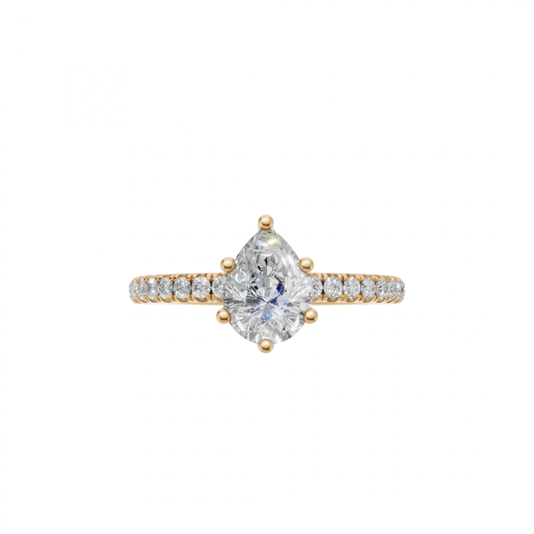 Pear Cut Diamond Ring with Pavé Band Pear Cut Diamond Ring with Pavé Band