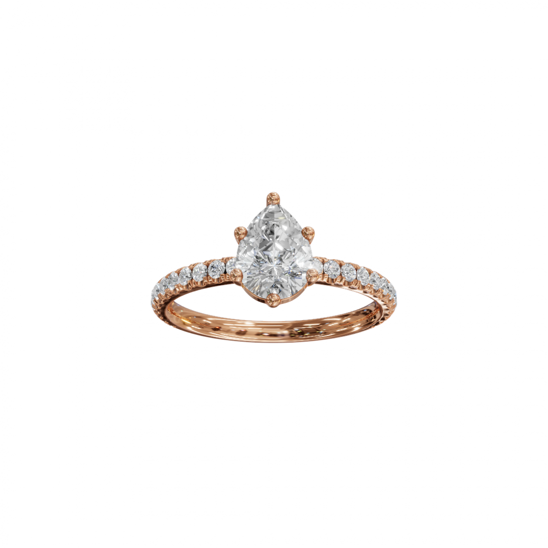Pear Cut Diamond Ring with Pavé Band 