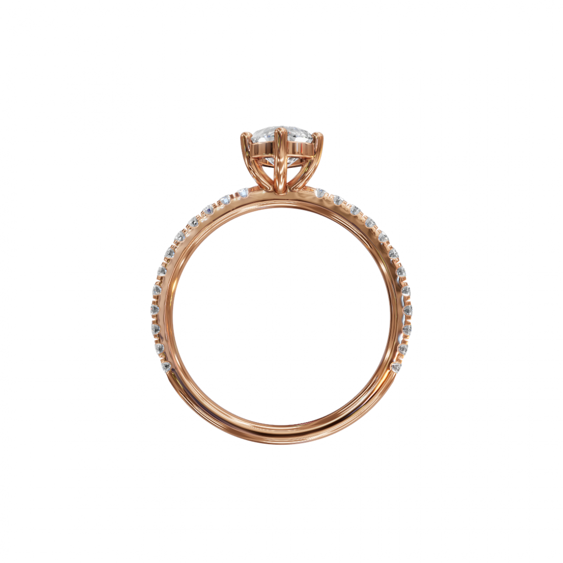 Pear Cut Diamond Ring with Pavé Band 