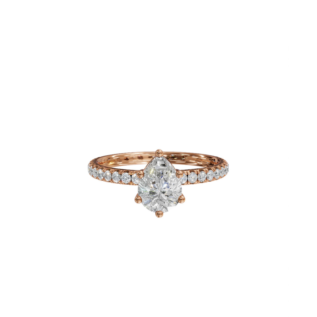 Pear Cut Diamond Ring with Pavé Band 