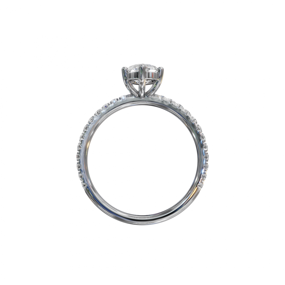 Pear Cut Diamond Ring with Pavé Band 
