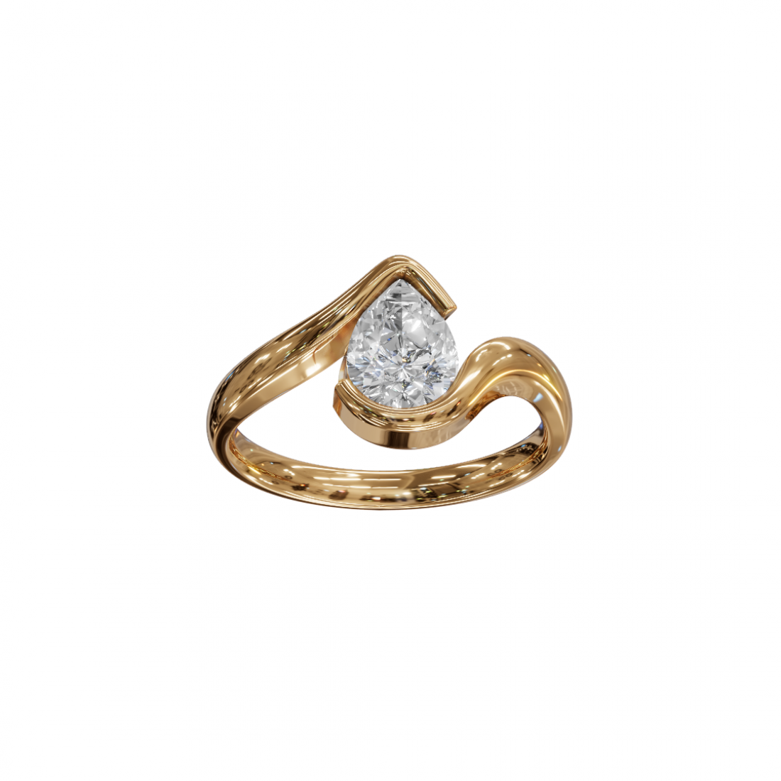 Tension Pear Diamond Ring