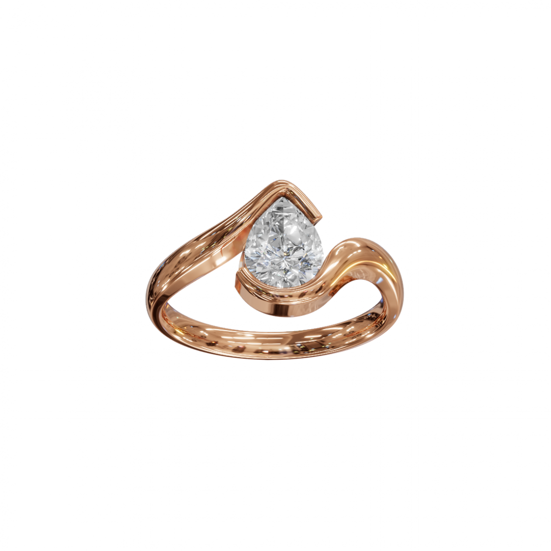 Tension Pear Diamond Ring