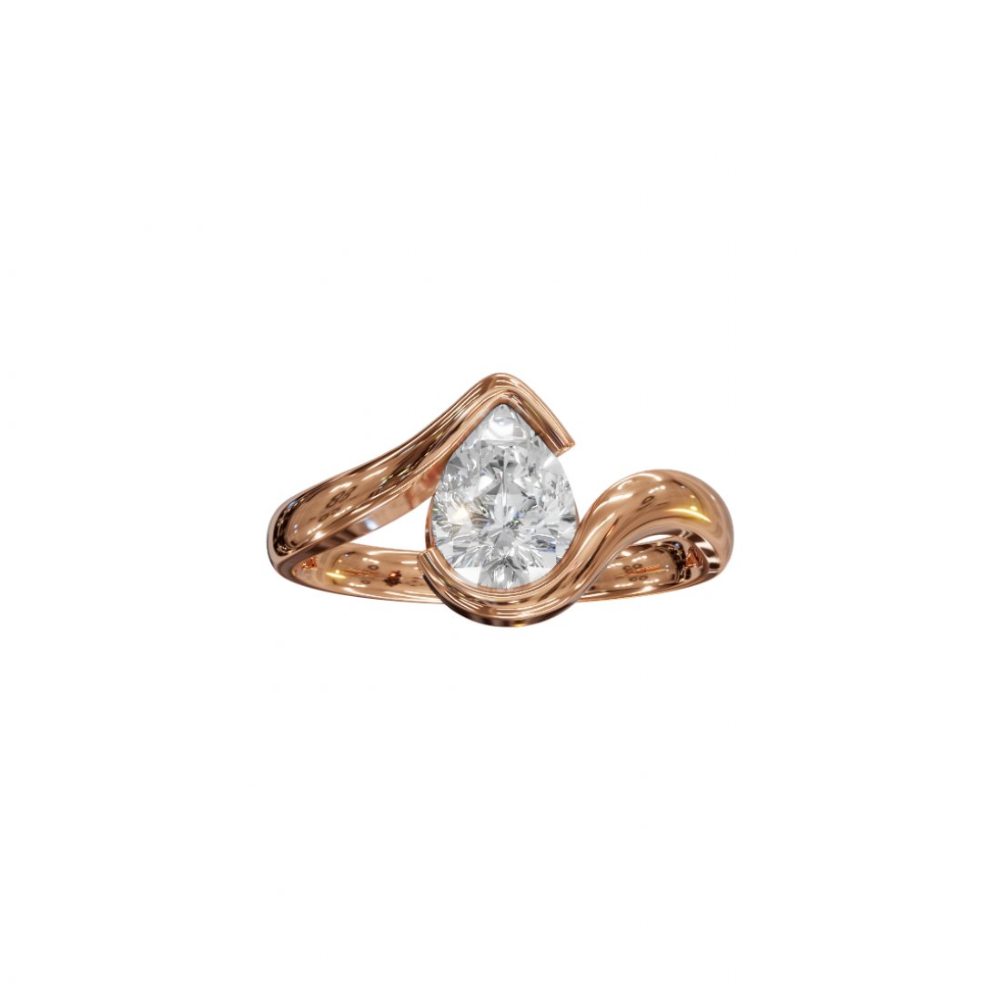 Tension Pear Diamond Ring