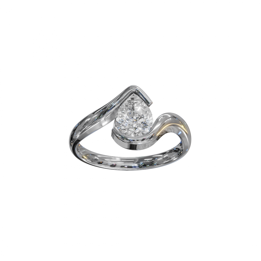 Tension Pear Diamond Ring