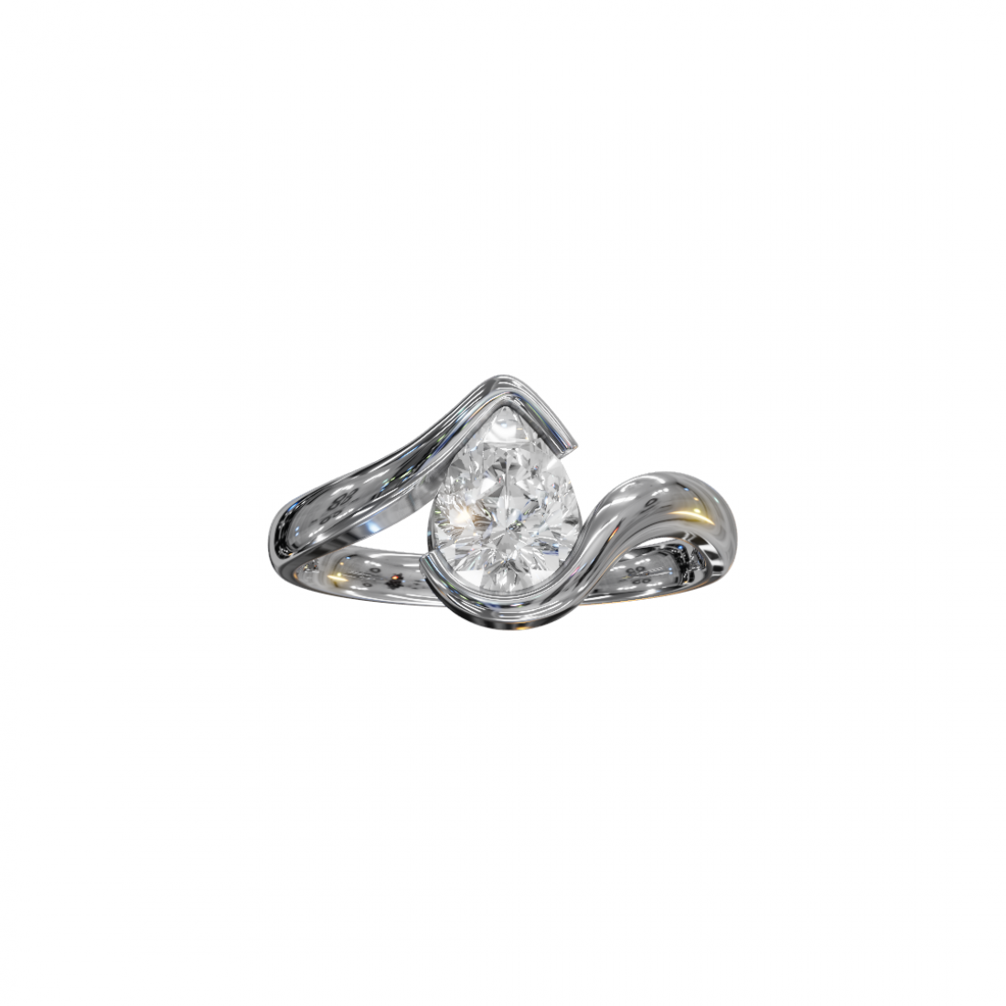 Tension Pear Diamond Ring