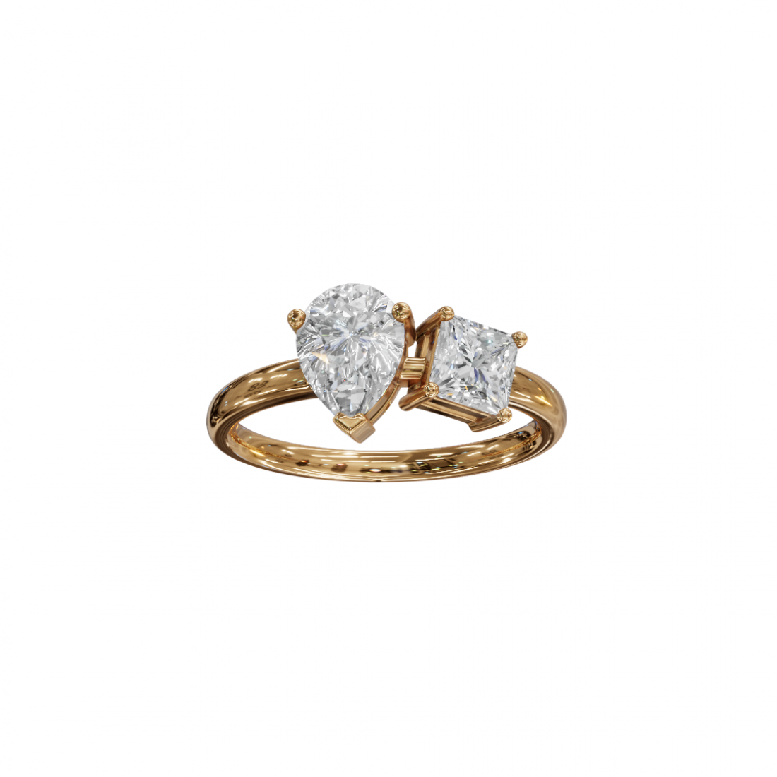 Toi et Moi Pear and Princess Diamond Ring