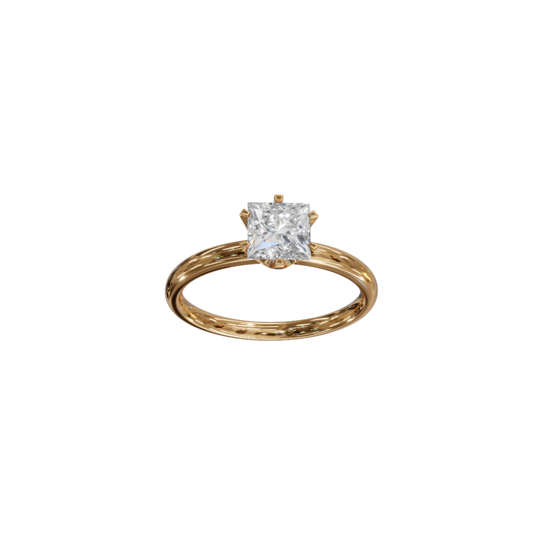 Six Prong Princess Cut Solitaire Ring 