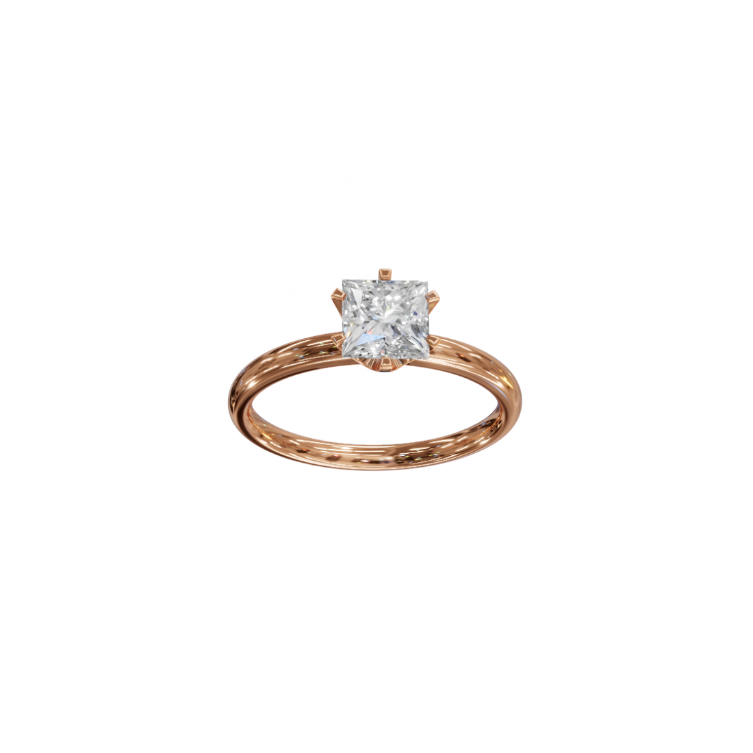 Six Prong Princess Cut Solitaire Ring 