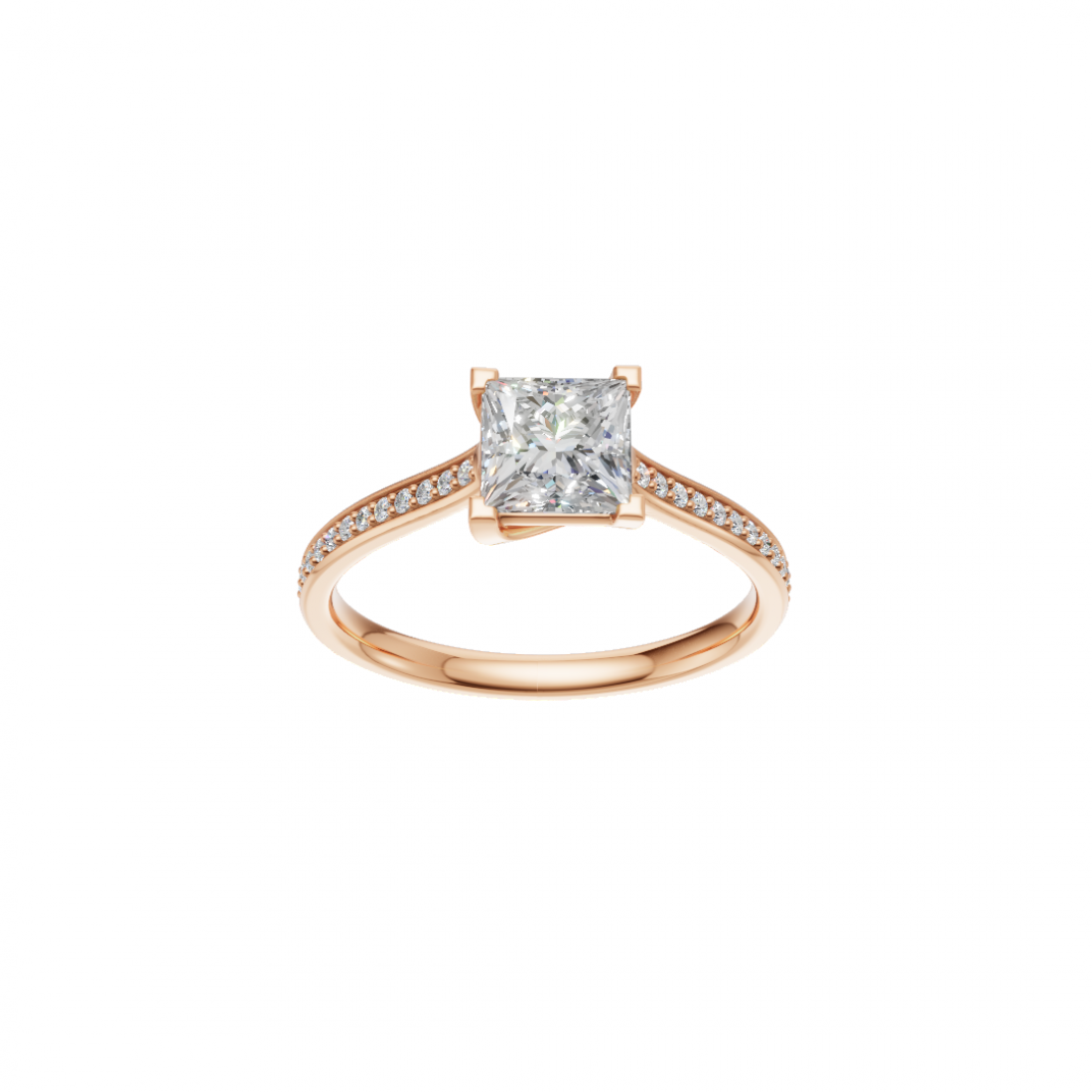 Princess-Cut Diamond Pavé Ring