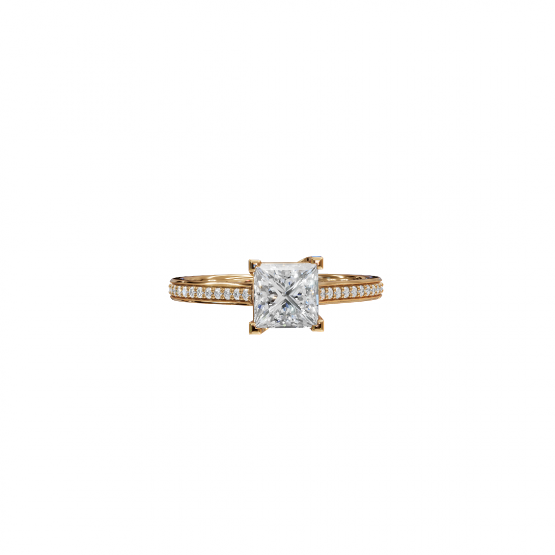 Princess-Cut Diamond Pavé Ring
