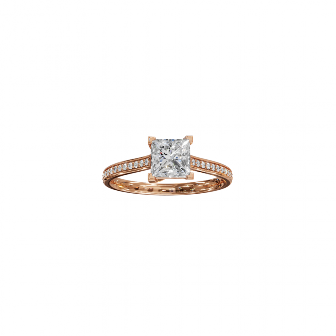 Princess-Cut Diamond Pavé Ring