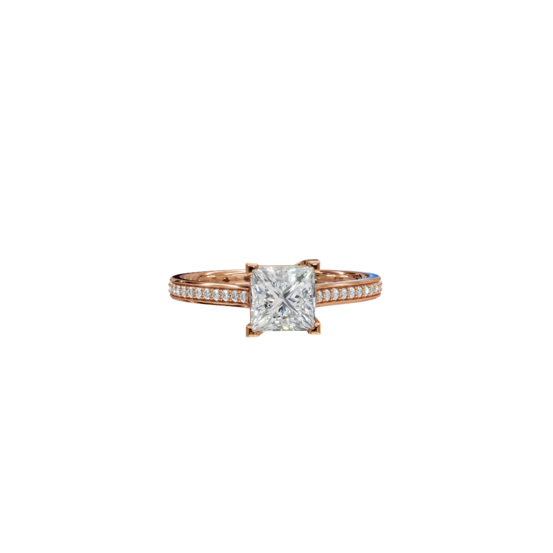 Princess-Cut Diamond Pavé Ring