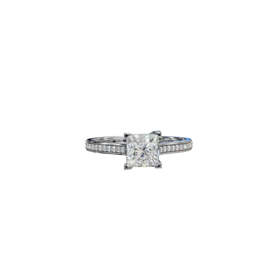 Princess-Cut Diamond Pavé Ring
