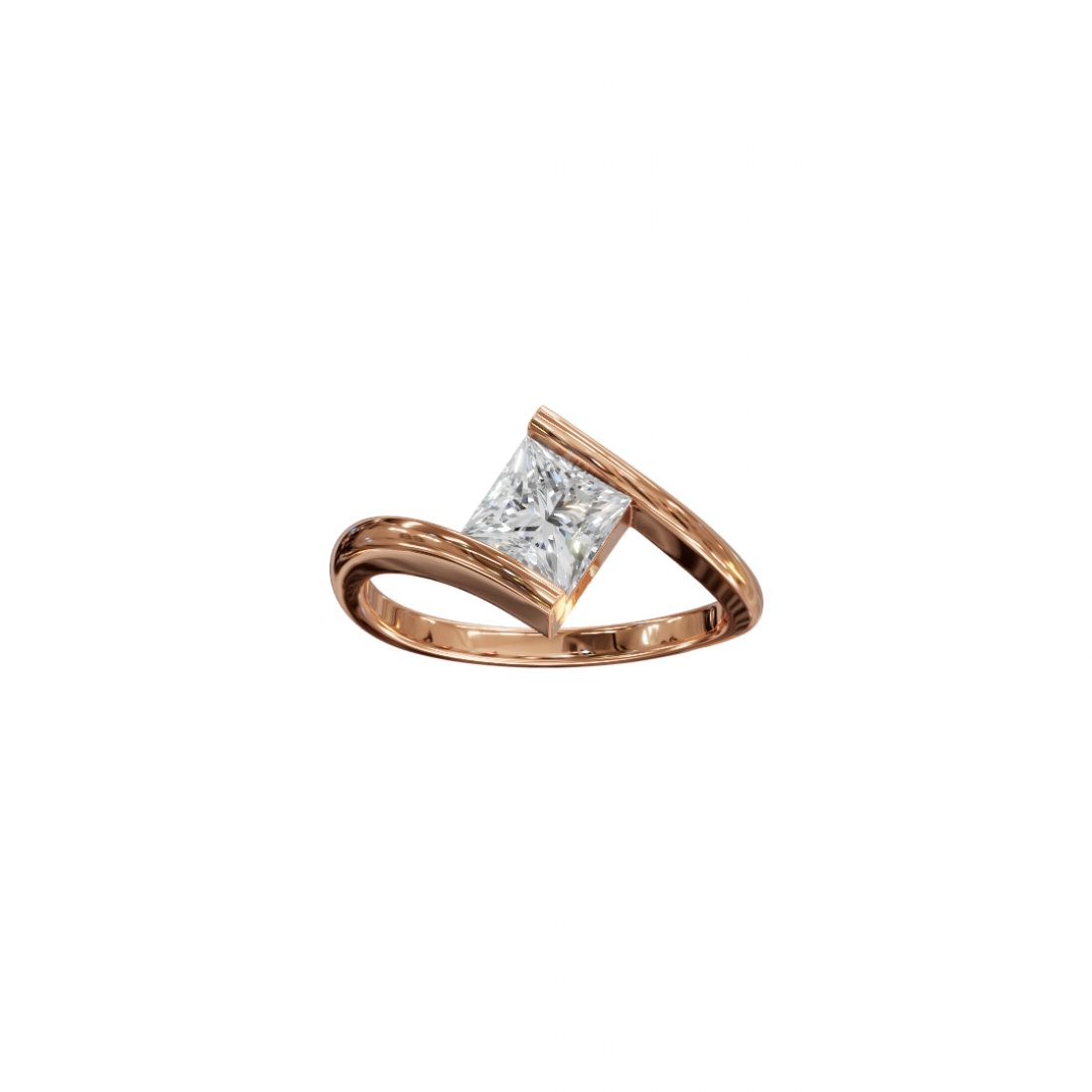Princess-Cut Diamond Tension Setting Ring