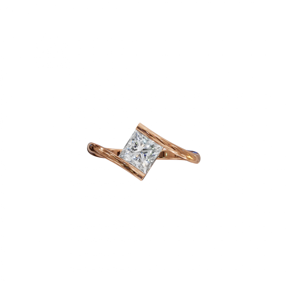 Princess-Cut Diamond Tension Setting Ring