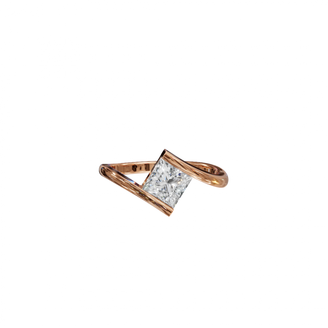 Princess-Cut Diamond Tension Setting Ring