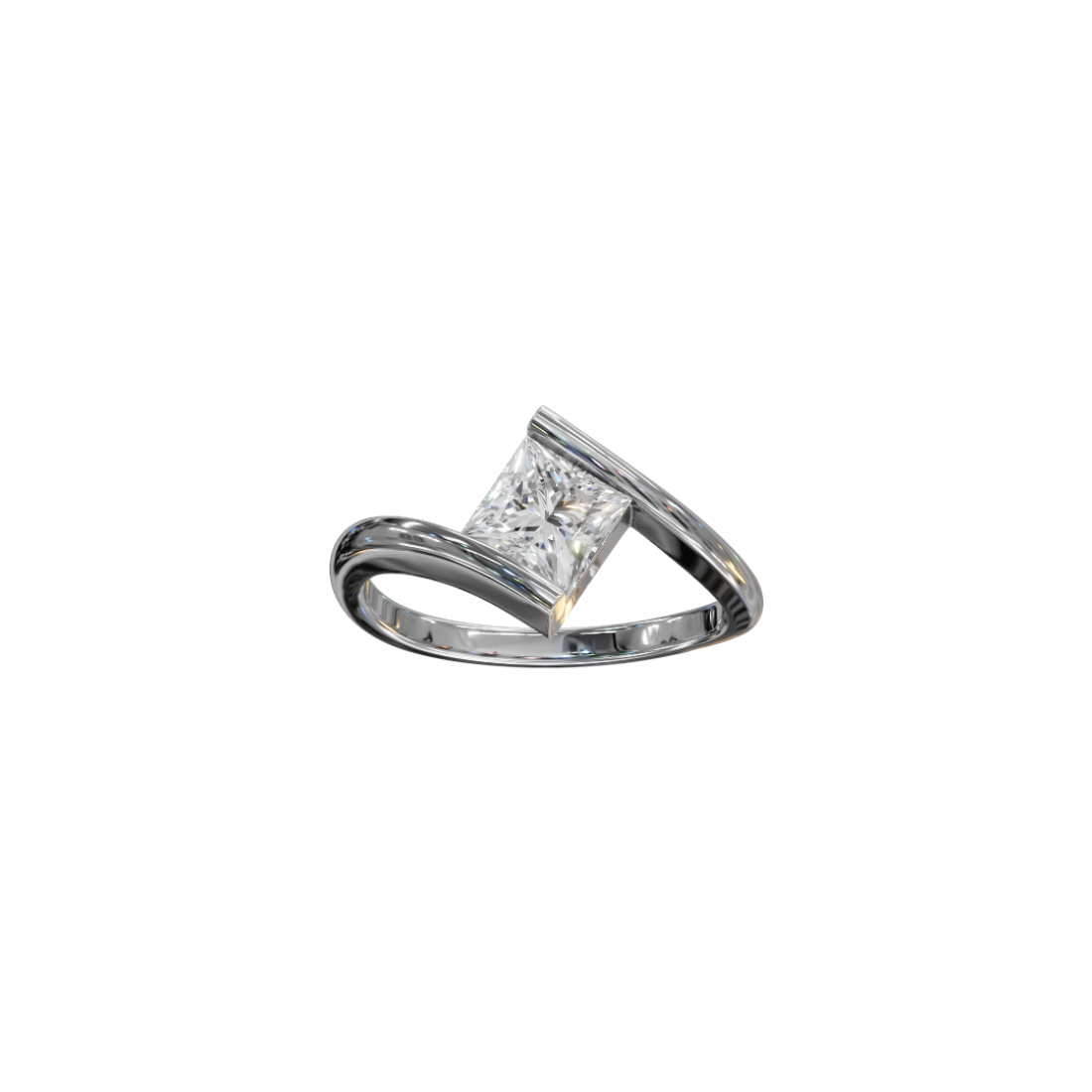 Princess-Cut Diamond Tension Setting Ring