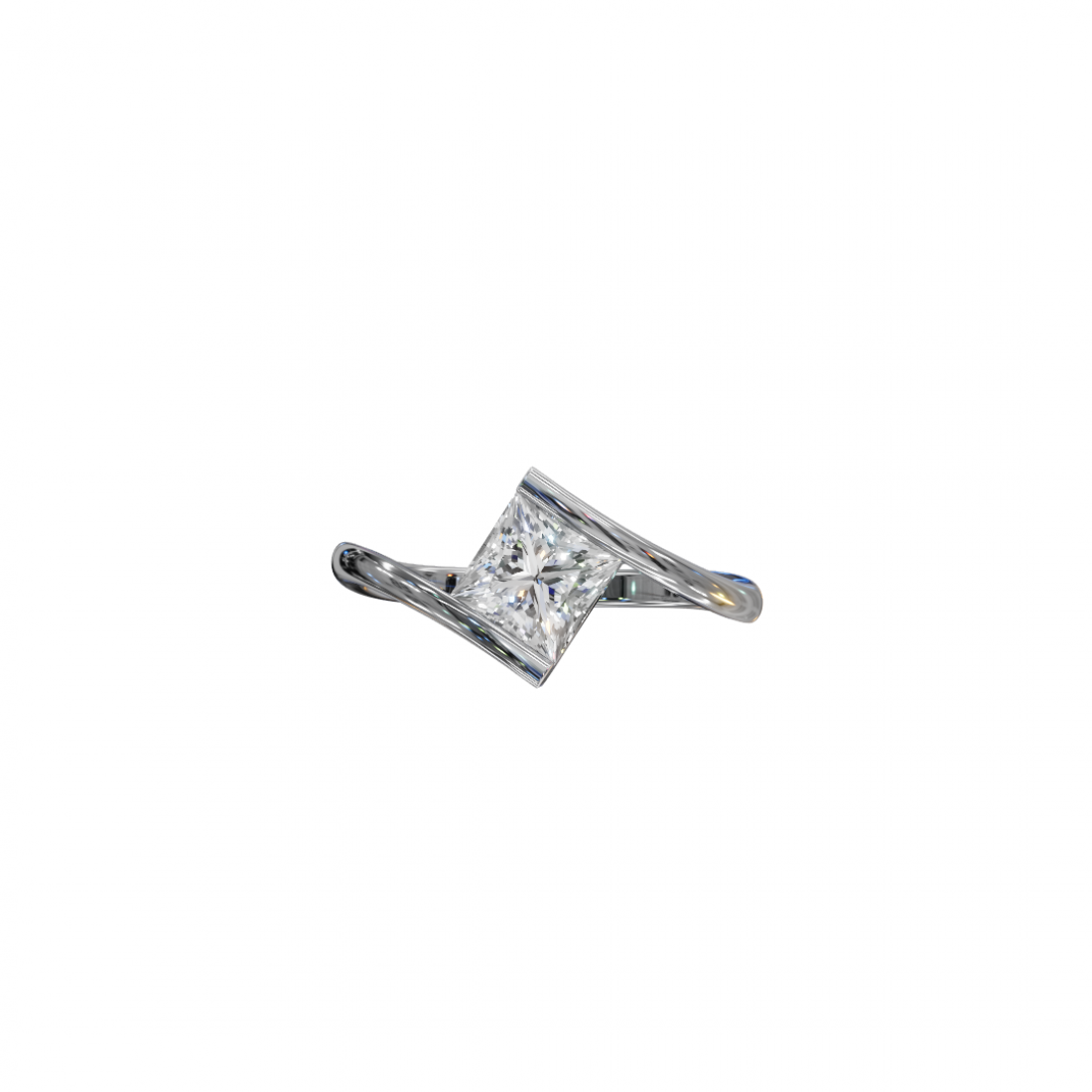 Princess-Cut Diamond Tension Setting Ring