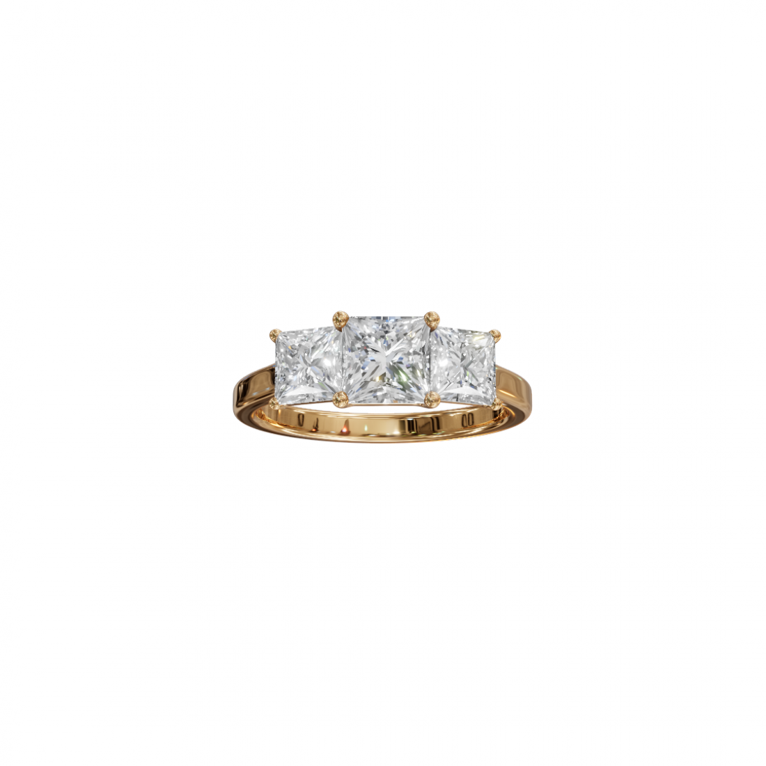 Trilogy Princess-Cut Diamond Ring in Cathedral Setting 